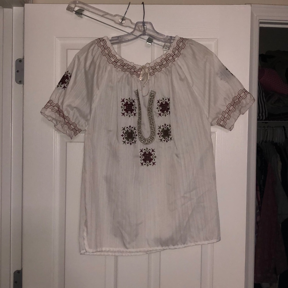 Hand embroidered bohemian style top